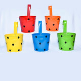 Iron Hook Hanging Decorative Round Shape Pot - (Multicolored) | Set of 5