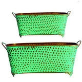 Iron Hammered Oval Shape Basket Planter pots | Set of 2