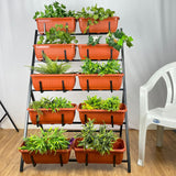 Harvest Metal Plant Stand with 10 Baskets for Balcony and Terrace Gardening