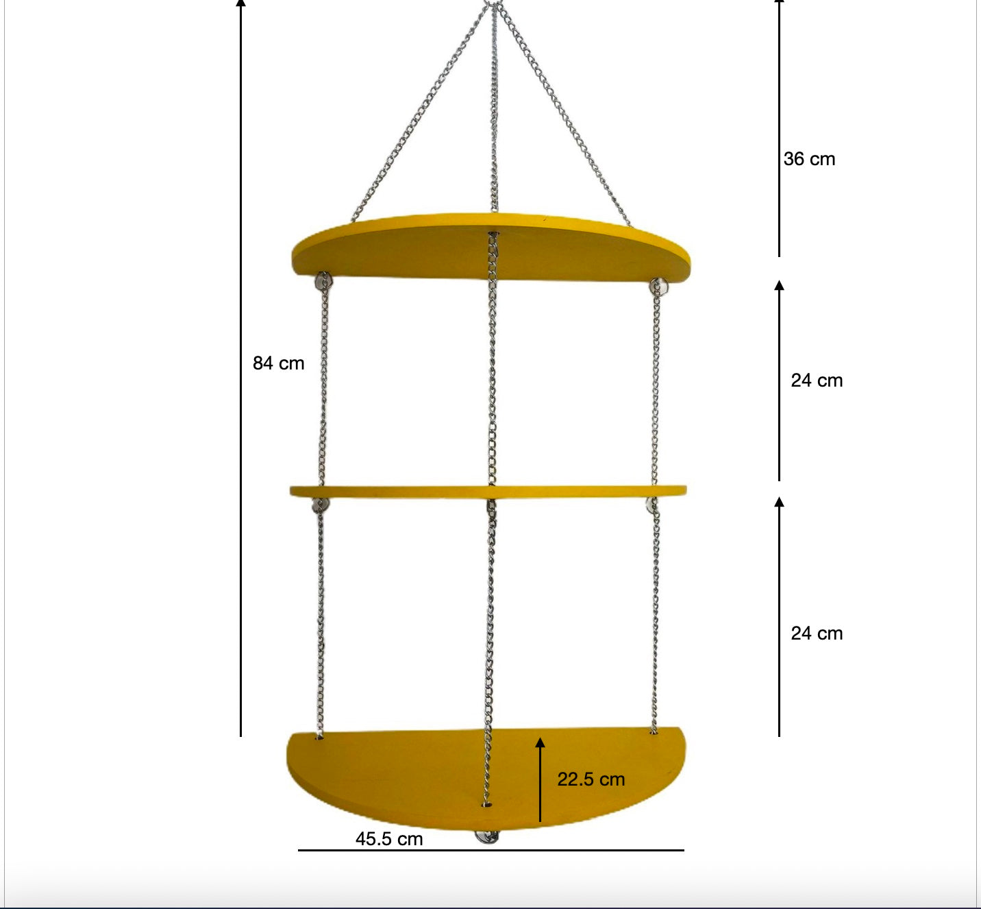 Half Moon 3 Layers Hanging Planter Stand- Yelliow / Red