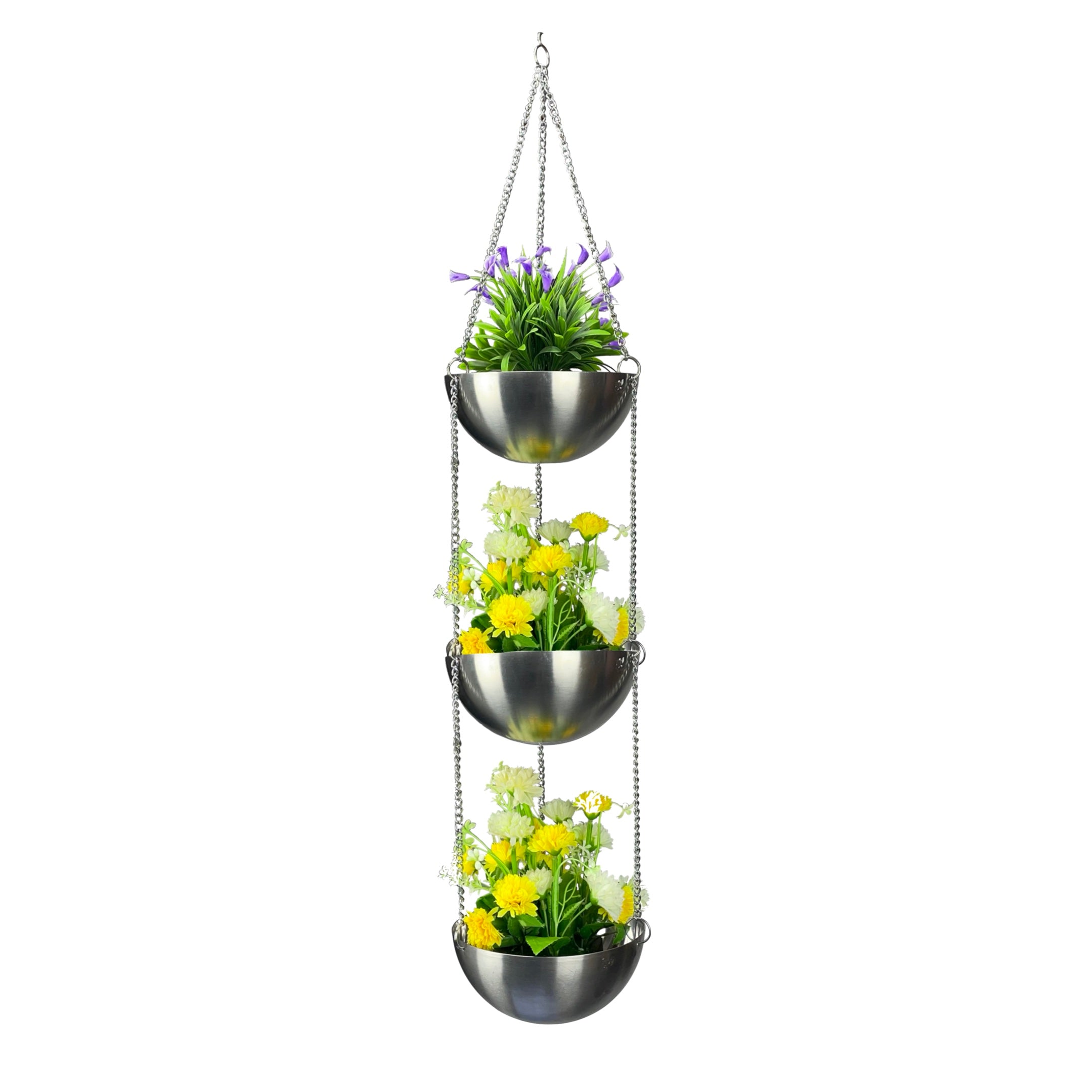 Hanging Planter Stand with Steel Bowl and Steel Chain